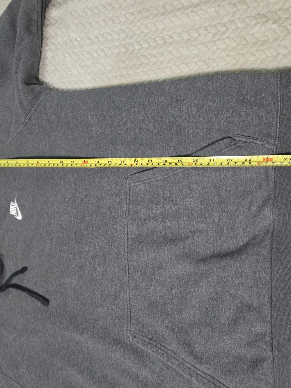 Nike Men's Gray Pullover Hoodie XL Solid Fleece Cotton Blend Logo Pockets *Read